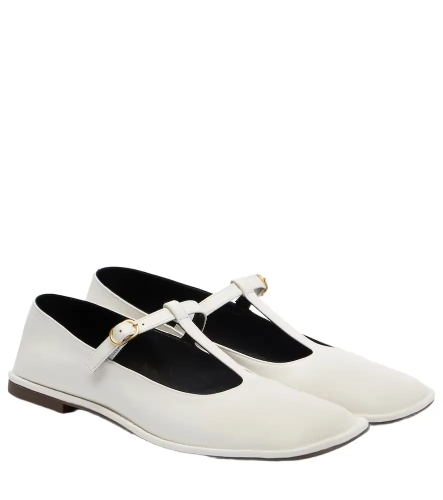 The Row Square leather ballet flats