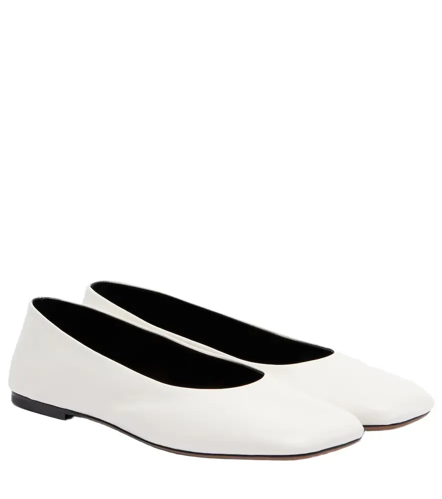 The Row Square leather ballet flats