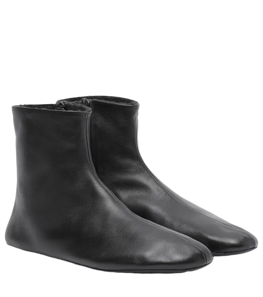 The Row Stella shearling-lined leather ankle boots