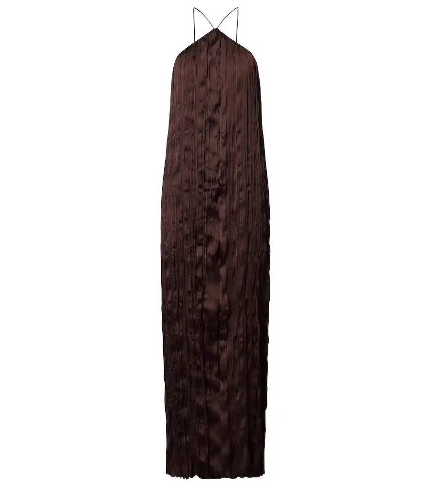 Staud Akari plissé halterneck maxi dress