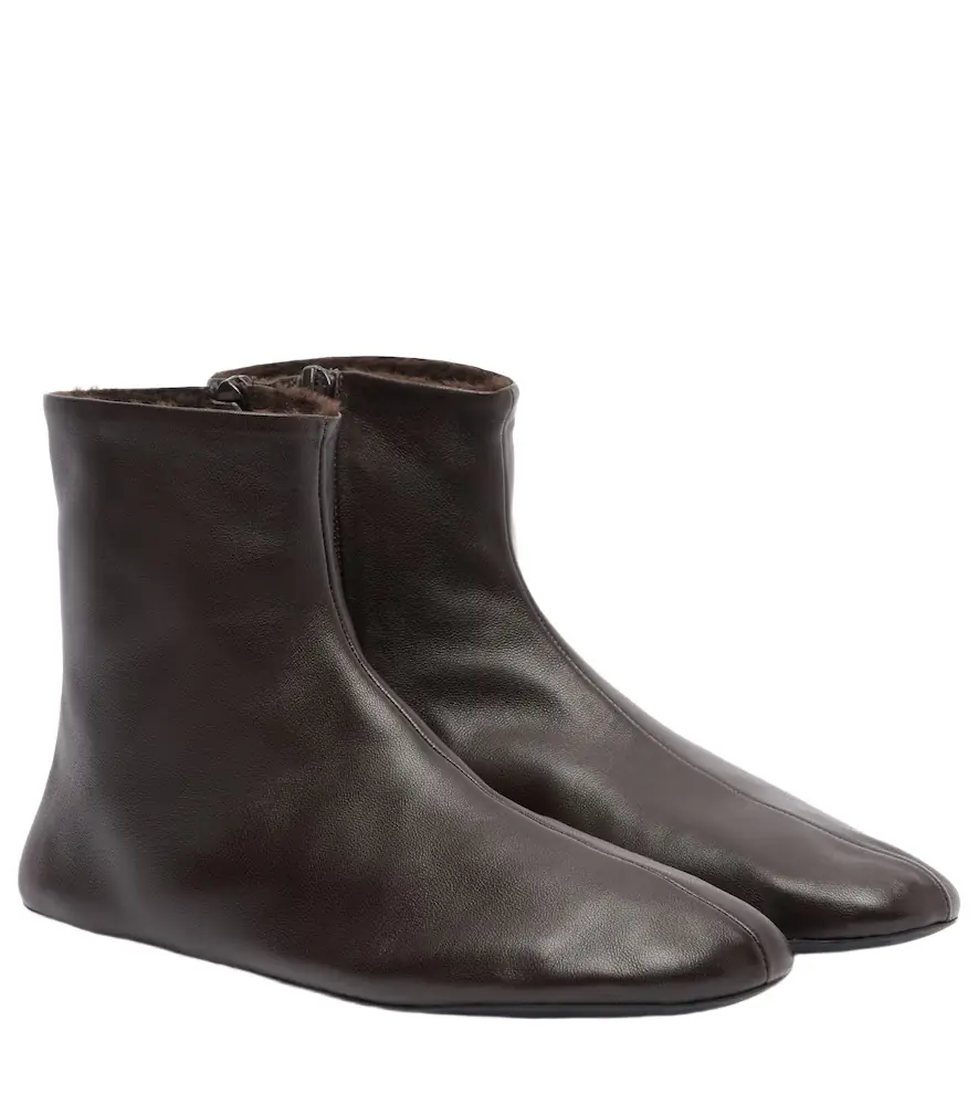 The Row Stella shearling-lined leather ankle boots