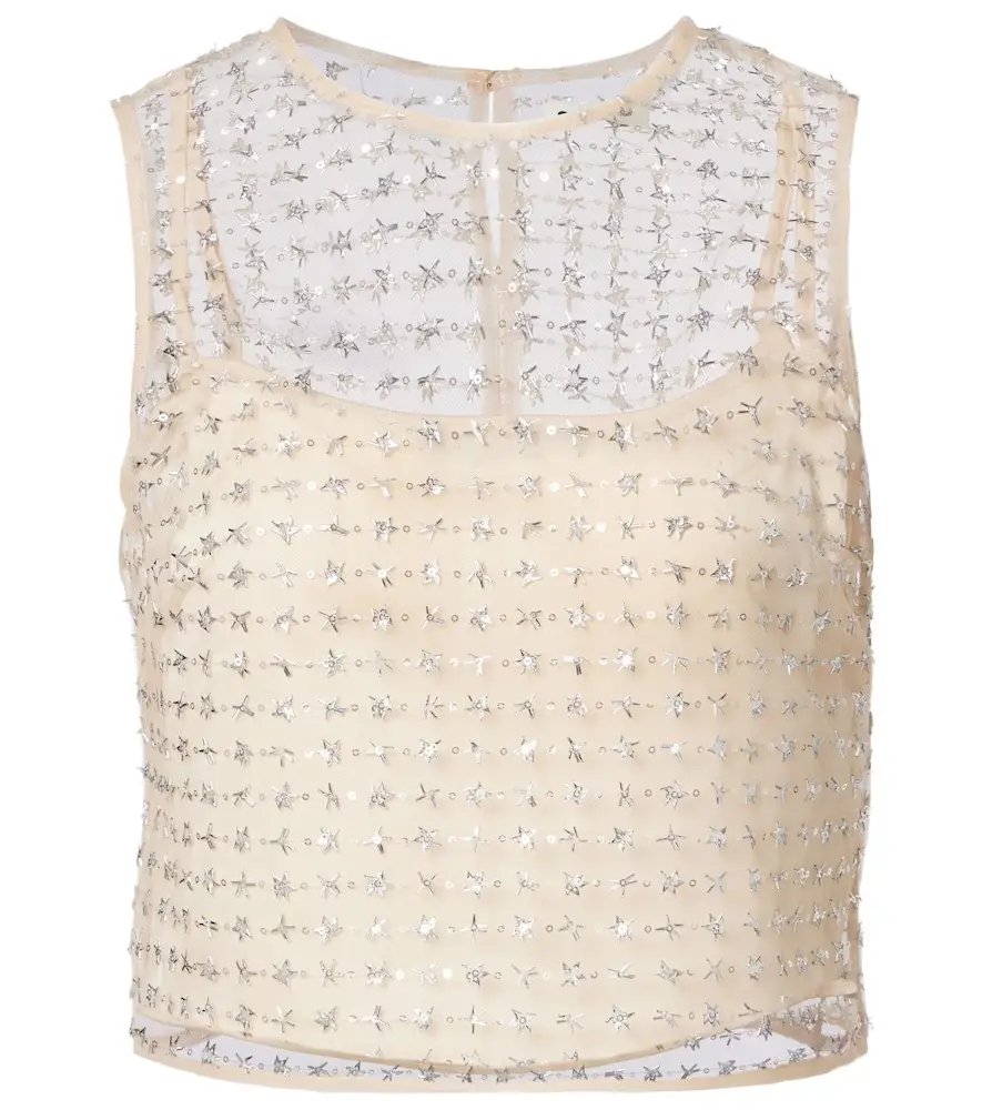 Staud Seraphina sequined tulle top
