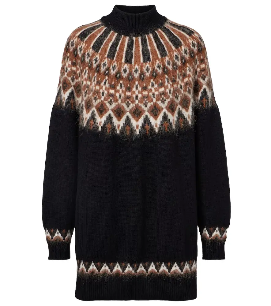 Staud Liza Fair Isle wool-blend sweater dress