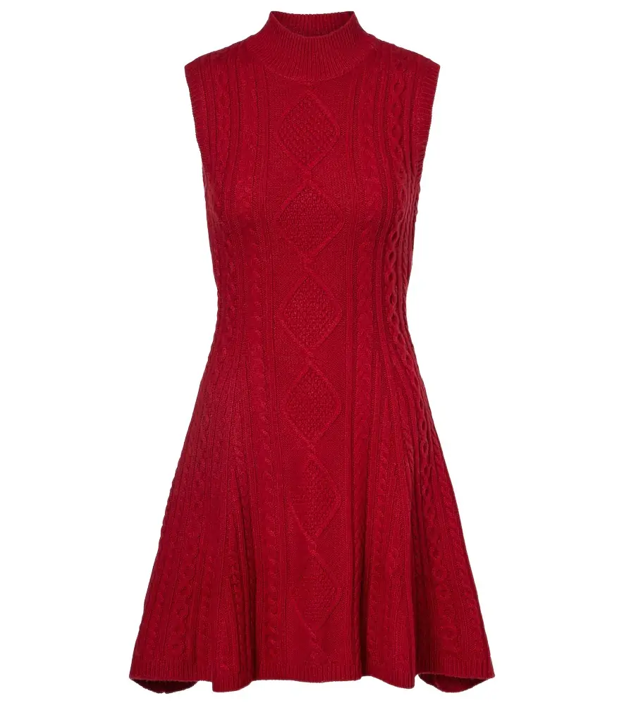 Staud Charade cable-knit wool-blend minidress