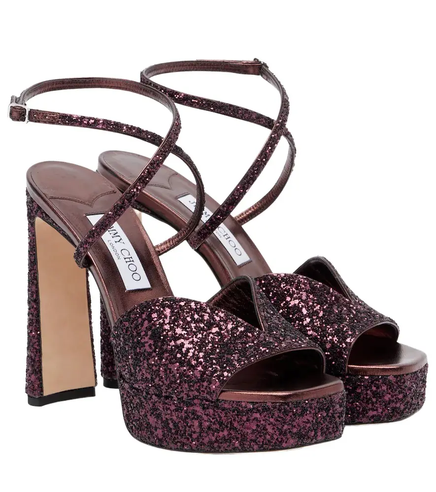 Jimmy Choo Karli 125 glitter platform sandals