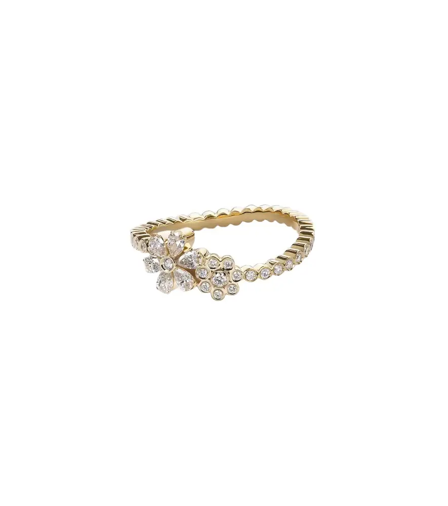 Sophie Bille Brahe Cosmos Fleur 18kt gold ring with diamonds