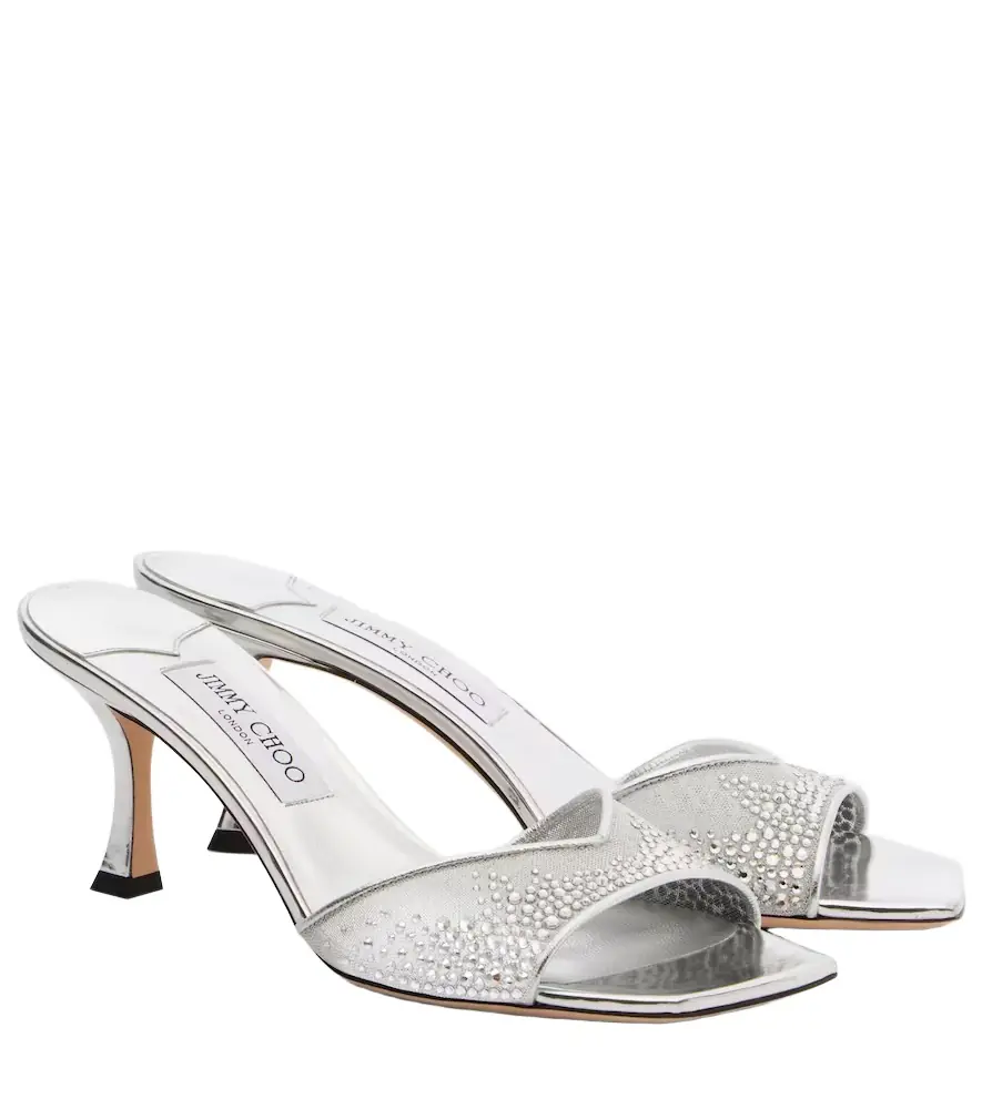 Jimmy Choo Skye 70 embellished mesh mules