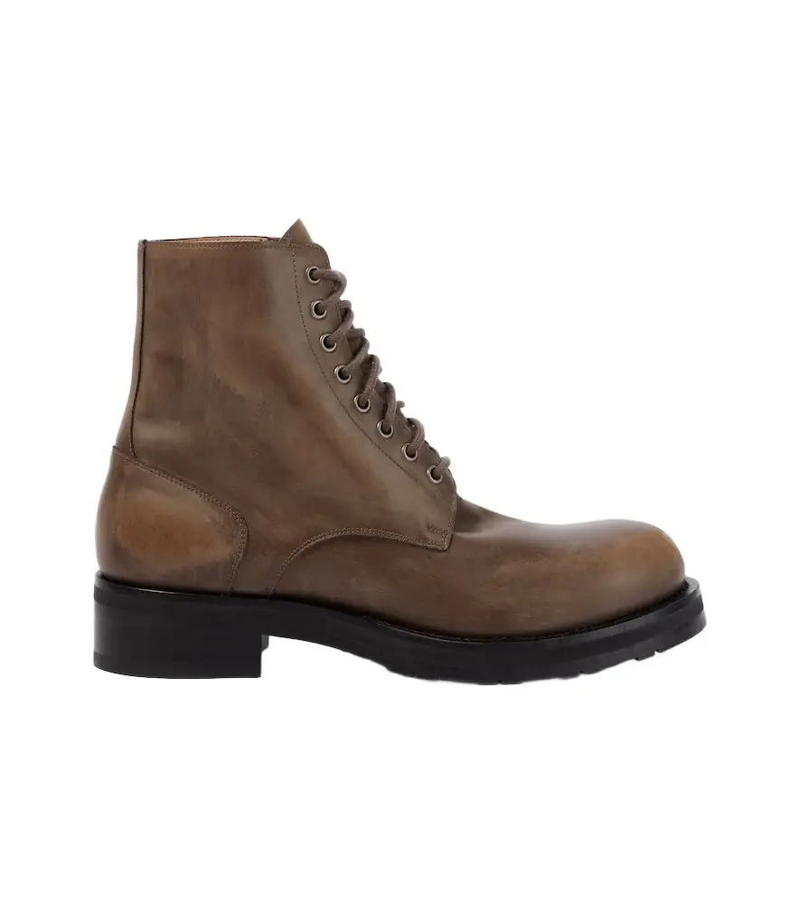 The Row Distressed leather combat boots