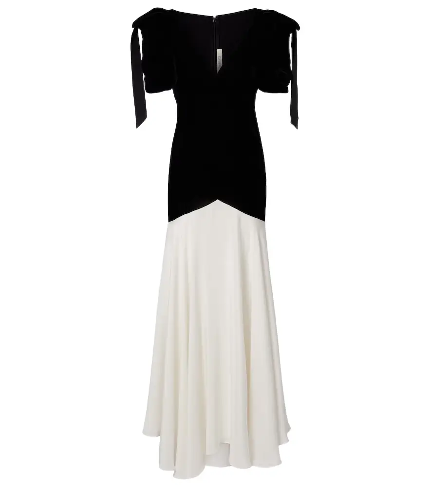 Rodarte Bow-detail silk crêpe and velvet gown