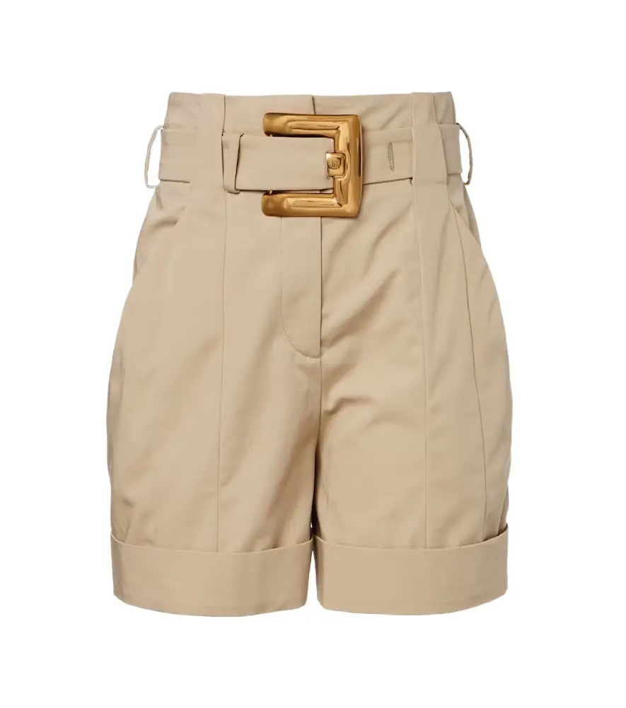 Balmain Belted cotton gabardine shorts