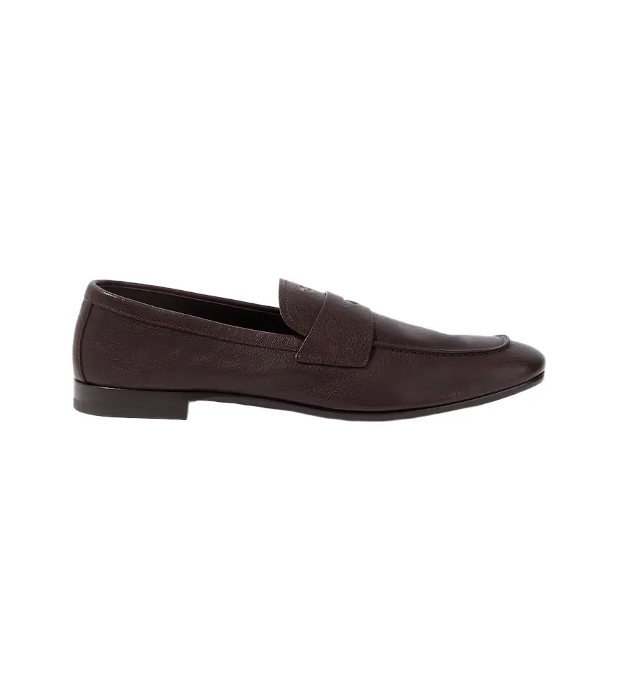 Prada Logo leather penny loafers