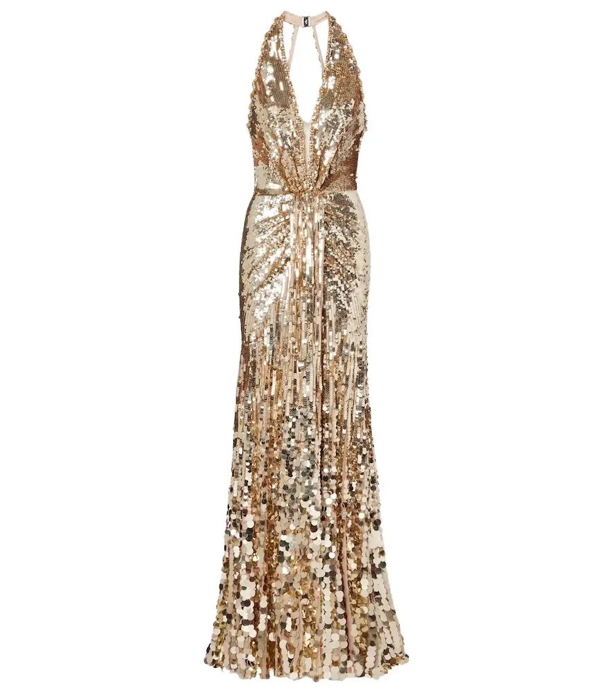 Jenny Packham Mars gathered sequined gown