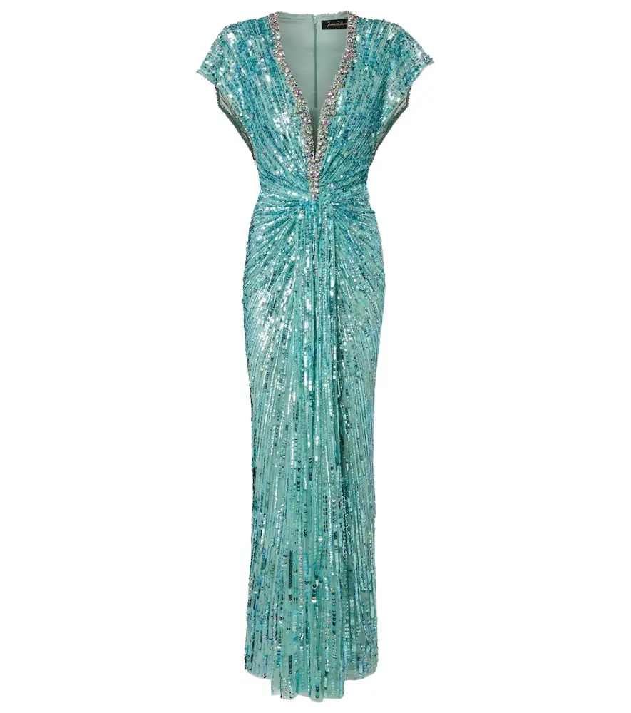 Jenny Packham Lacie gathered embellished gown - Women's Clothing