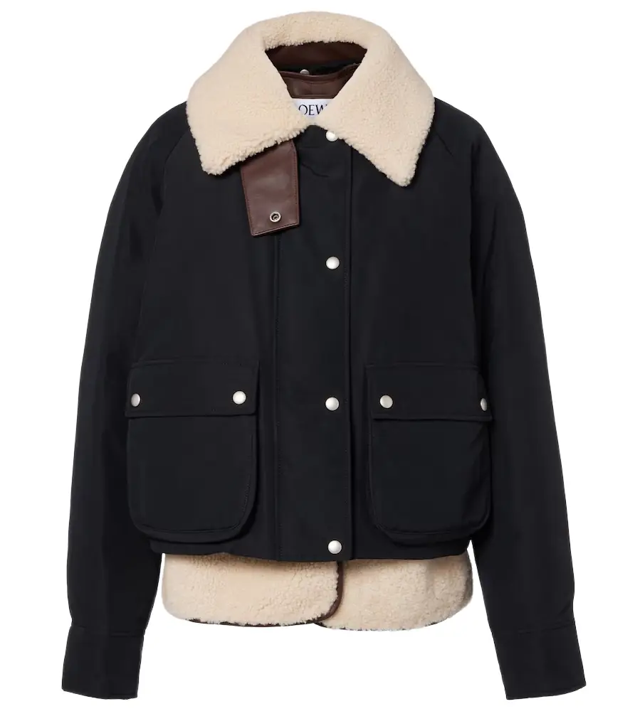 Loewe Shearling-trimmed cotton-blend jacket