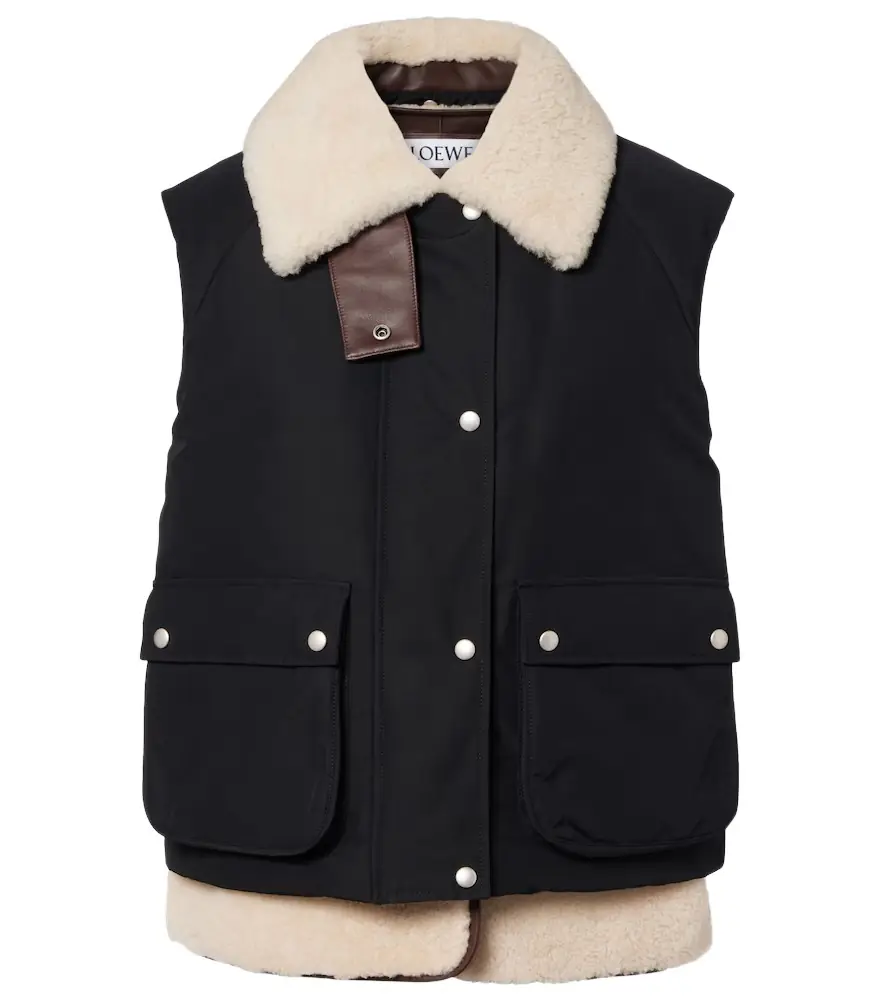 Loewe Shearling-trimmed cotton-blend vest