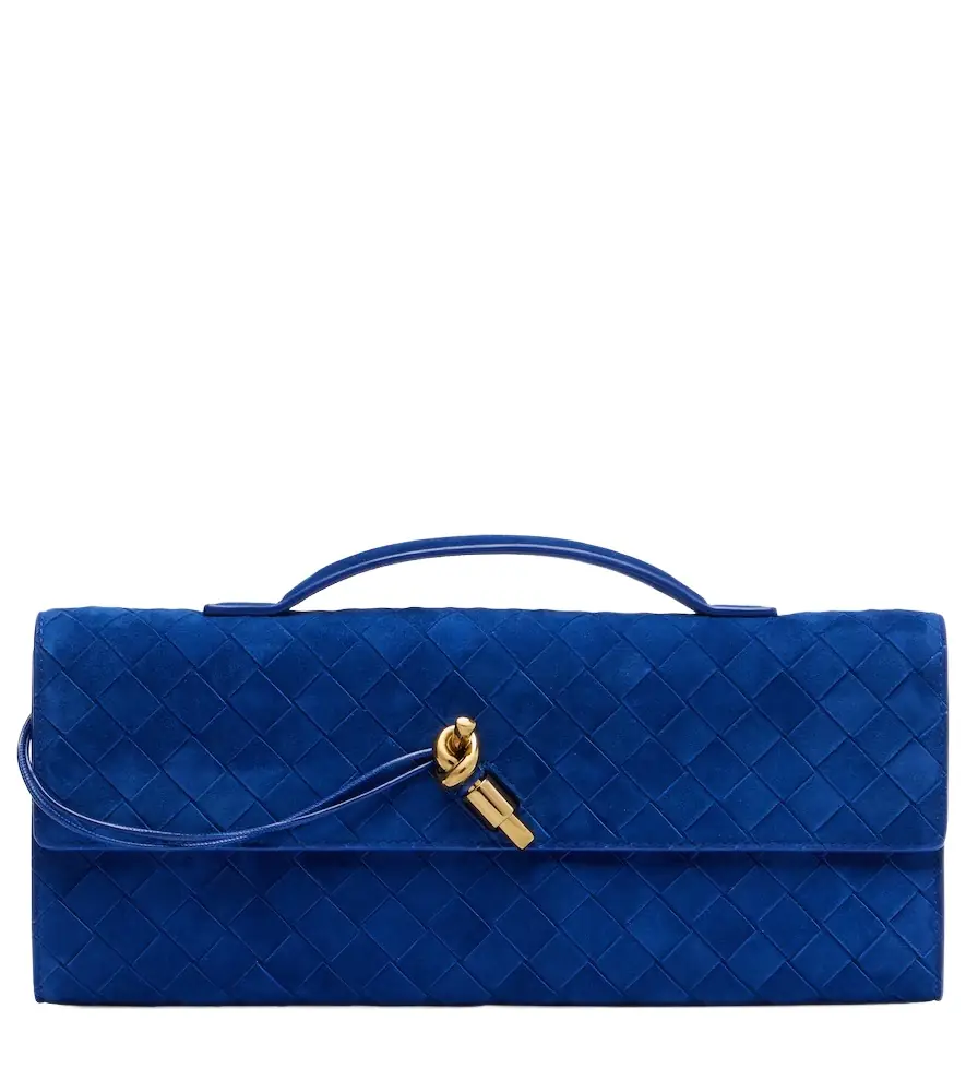 Bottega Veneta Intrecciato suede clutch