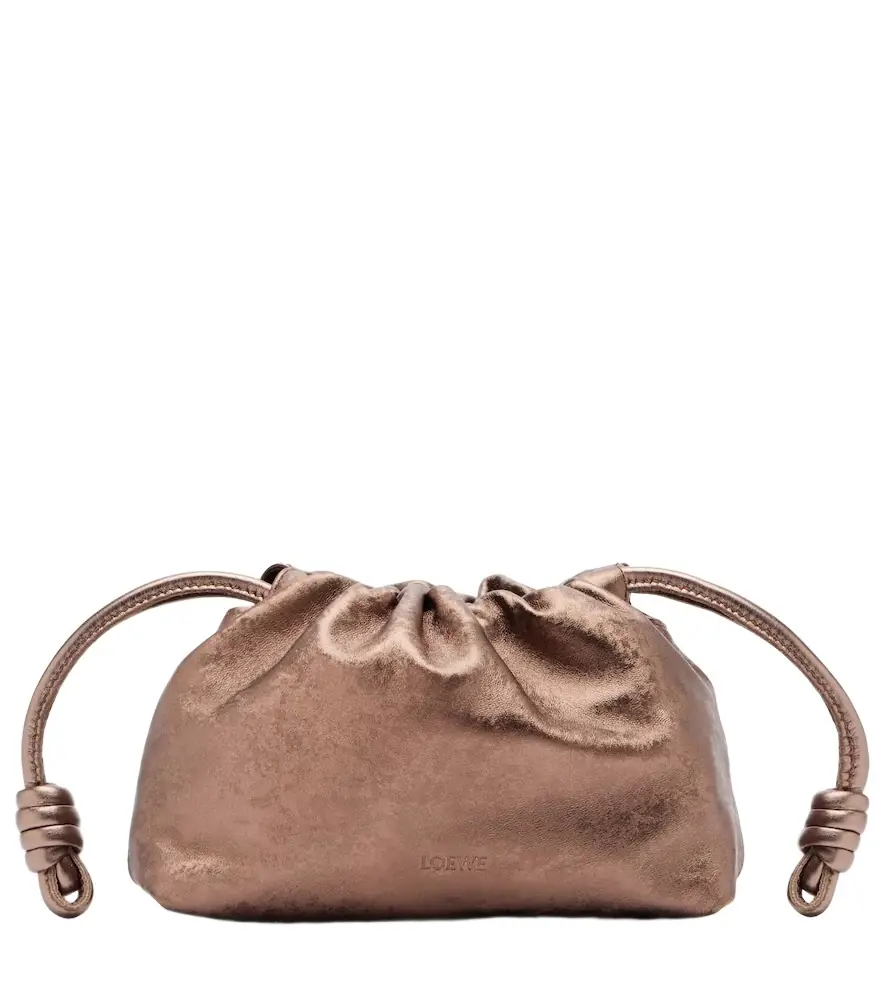 Loewe Flamenco Mini metallic leather clutch