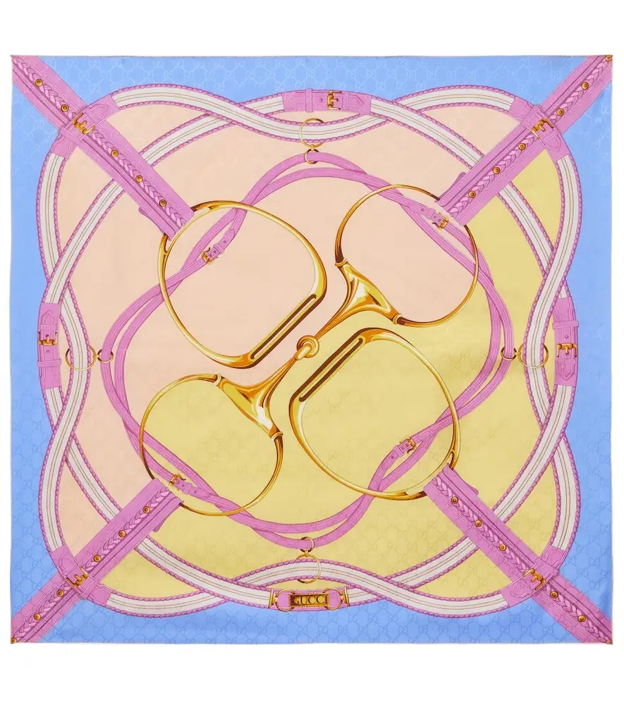 Gucci GG Horsebit silk jacquard scarf