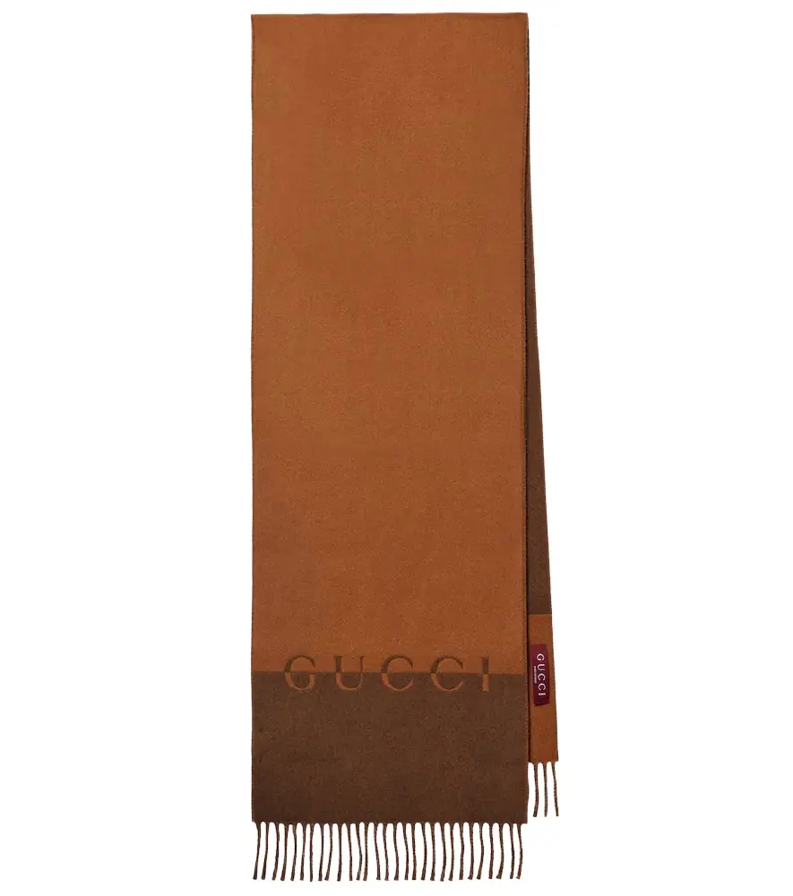 Gucci Logo wool and cashmere scarf