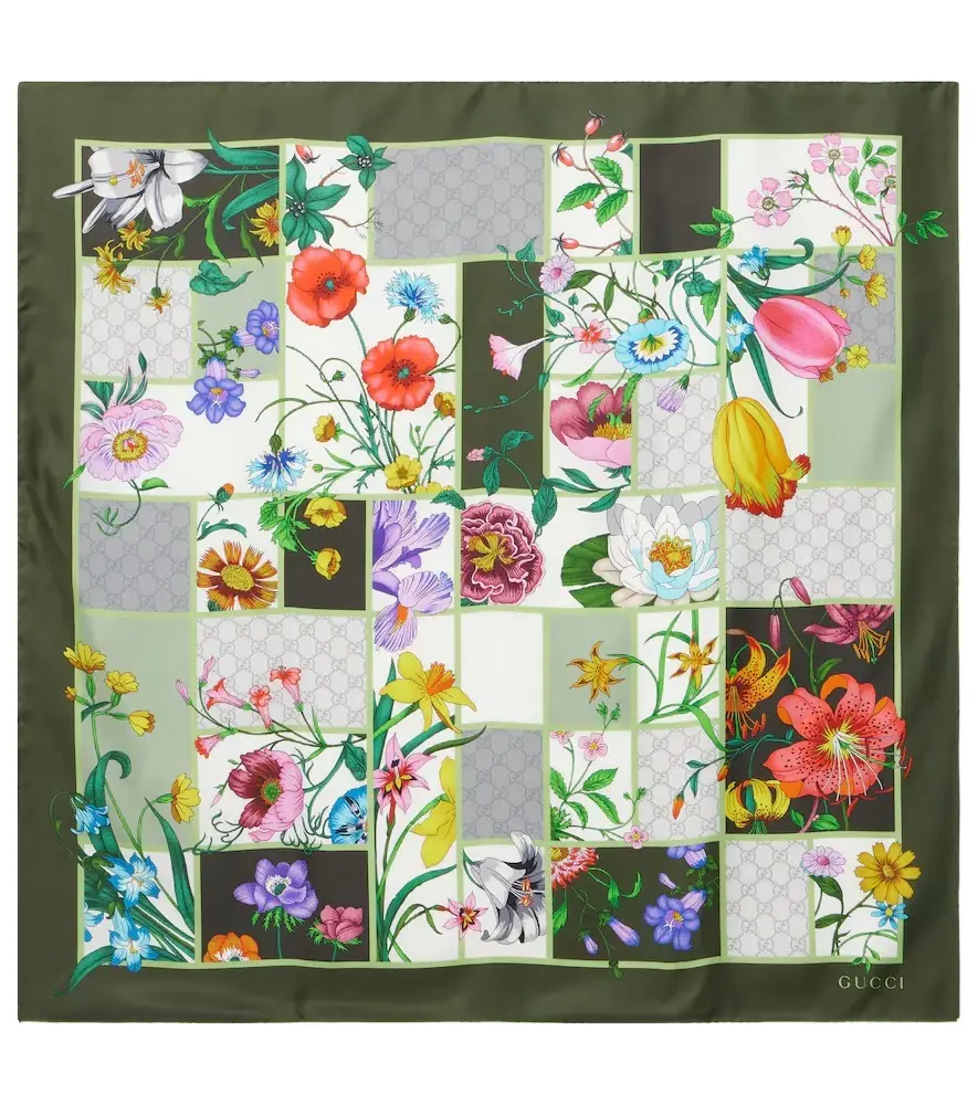 Gucci Printed silk twill scarf