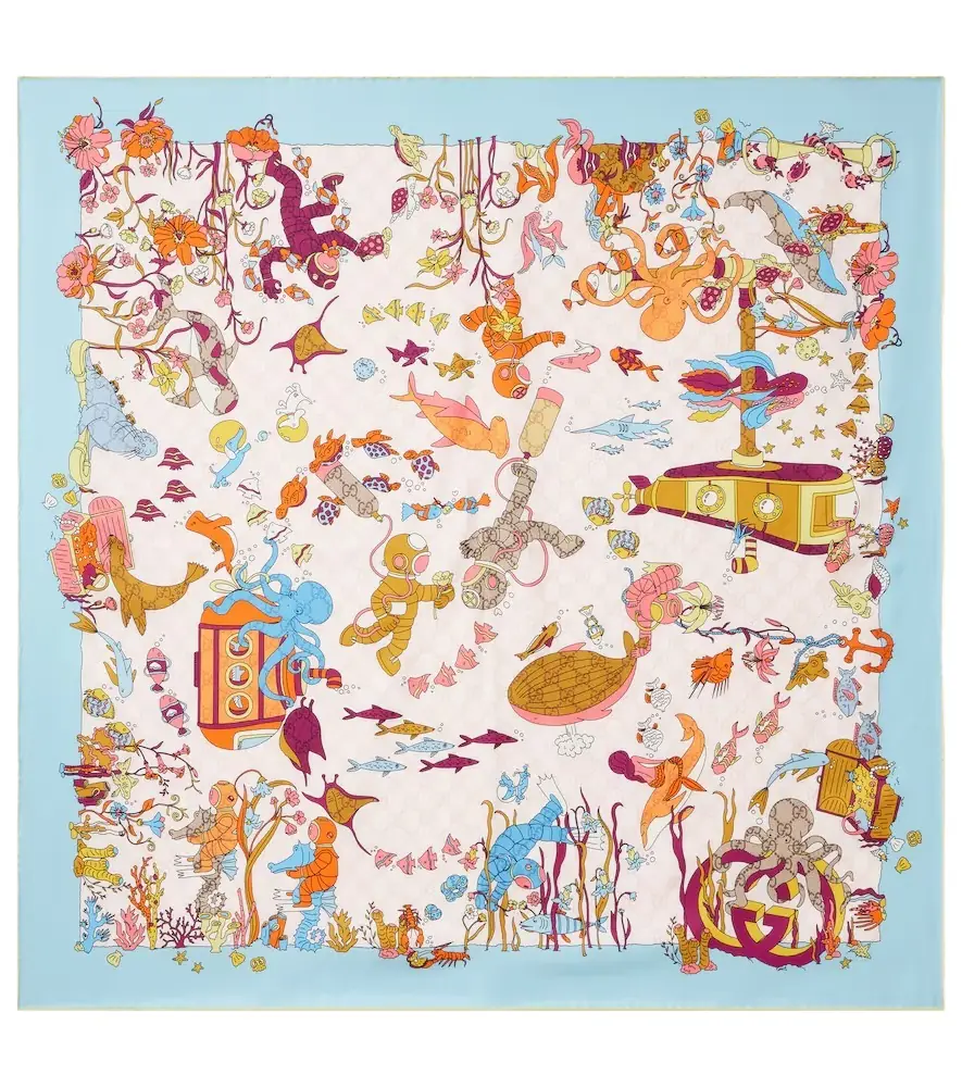Gucci GG printed silk twill scarf