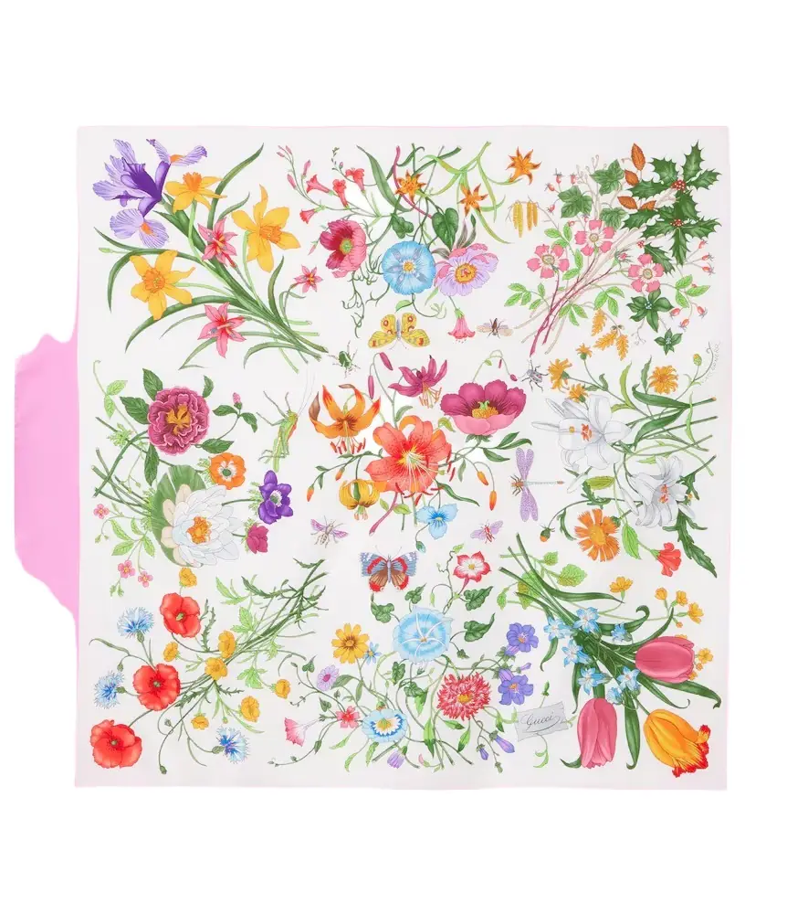 Gucci Floral silk twill scarf