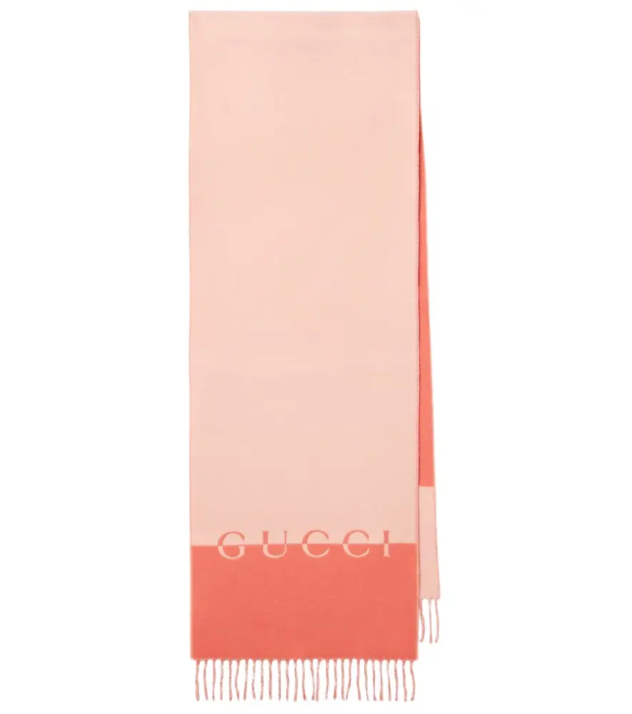 Gucci Logo wool and cashmere scarf