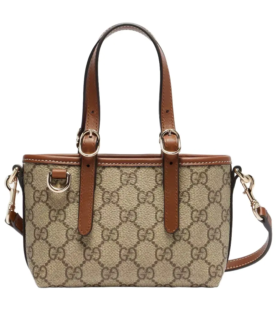 Gucci GG Canvas leather-trimmed tote bag