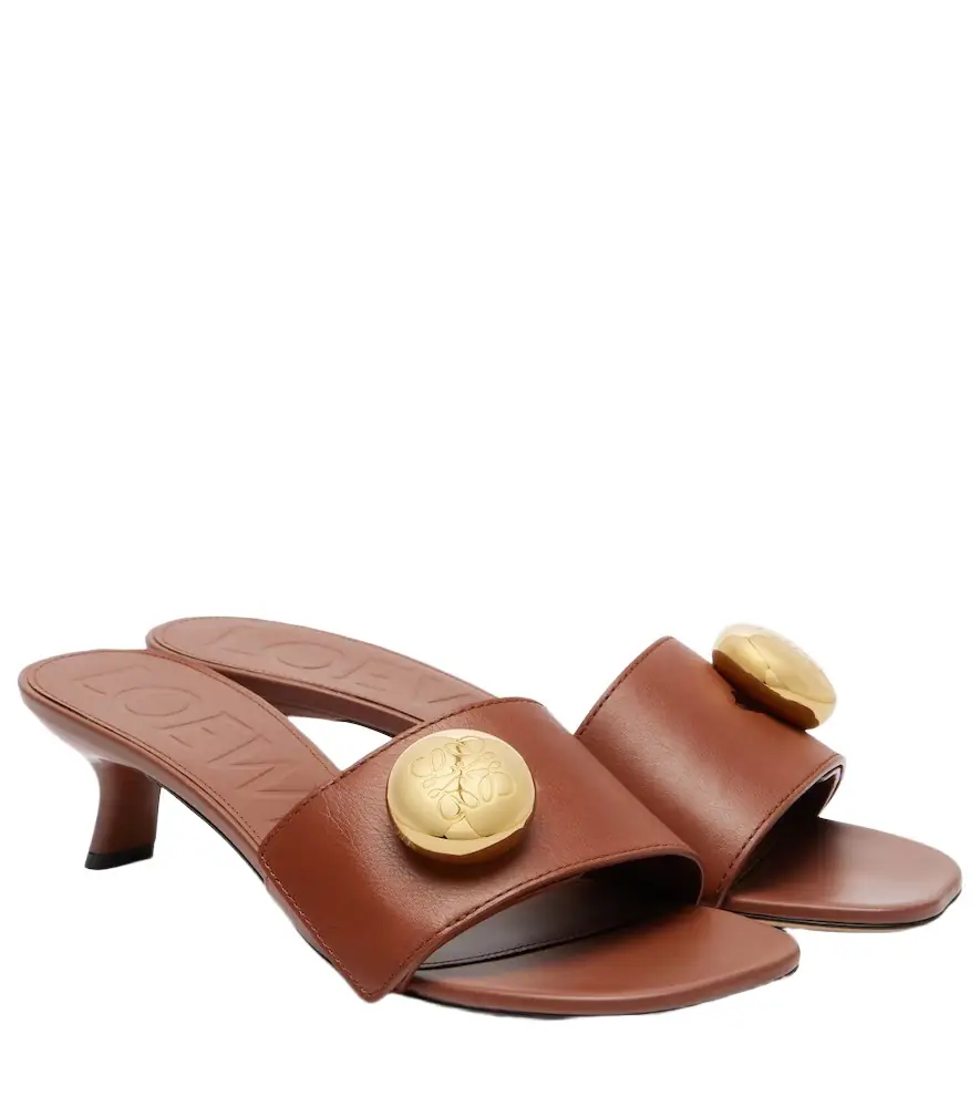 Loewe Pebble Anagram leather mules