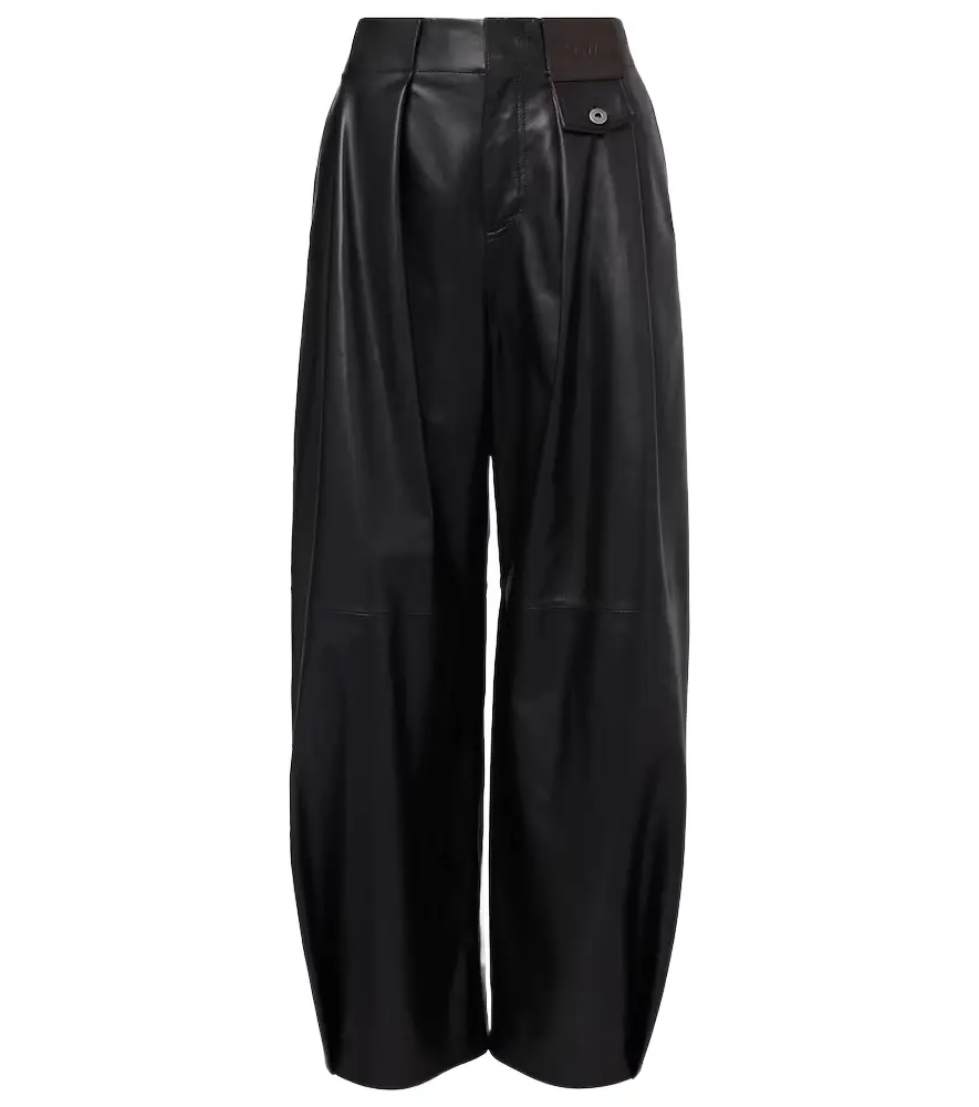 Loewe Leather barrel-leg pants