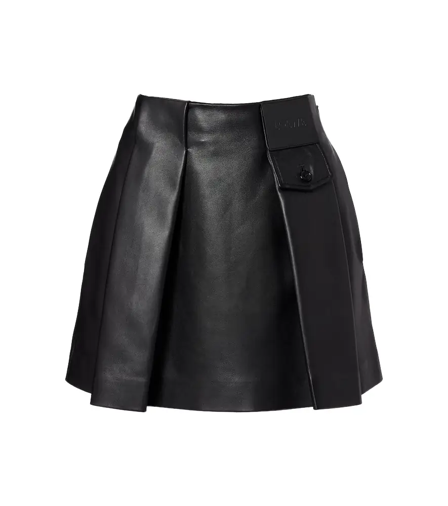 Loewe Pleated leather miniskirt