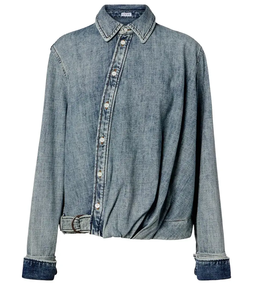 Loewe Draped belted denim shirt
