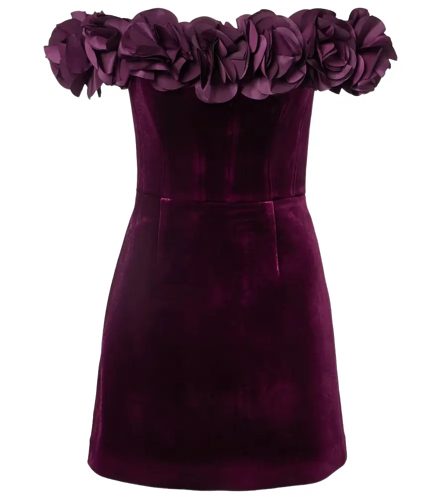 Rebecca Vallance Floral-appliqué velvet minidress