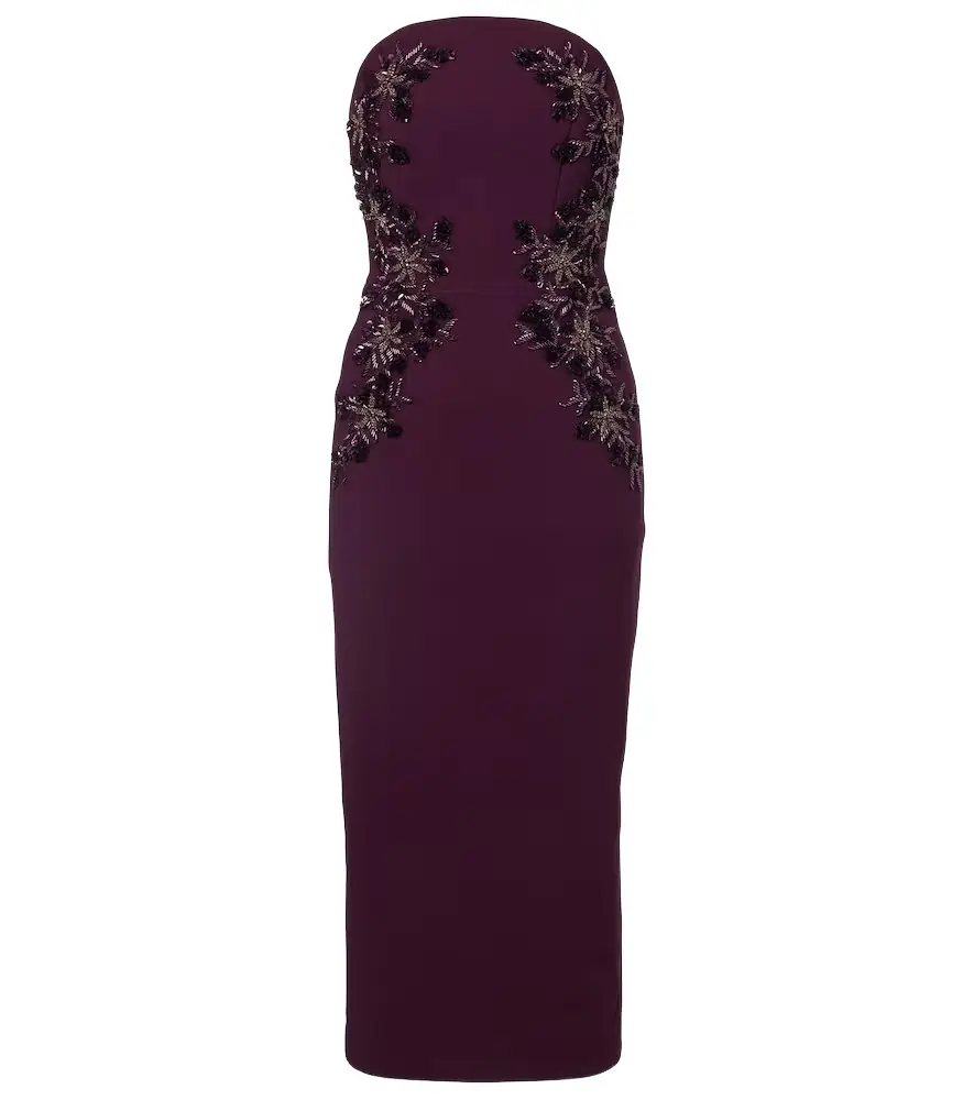 Rebecca Vallance Beatrice beaded crêpe midi dress