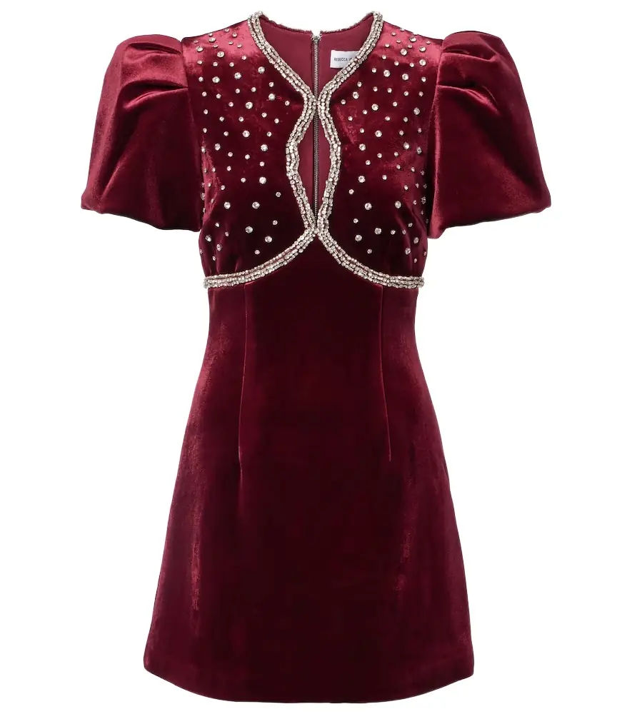 Rebecca Vallance Edwiena embellished velvet minidress