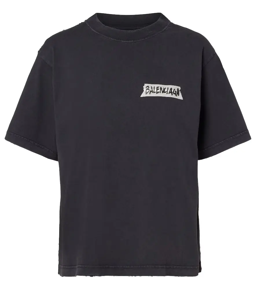 Balenciaga Logo distressed cotton jersey T-shirt