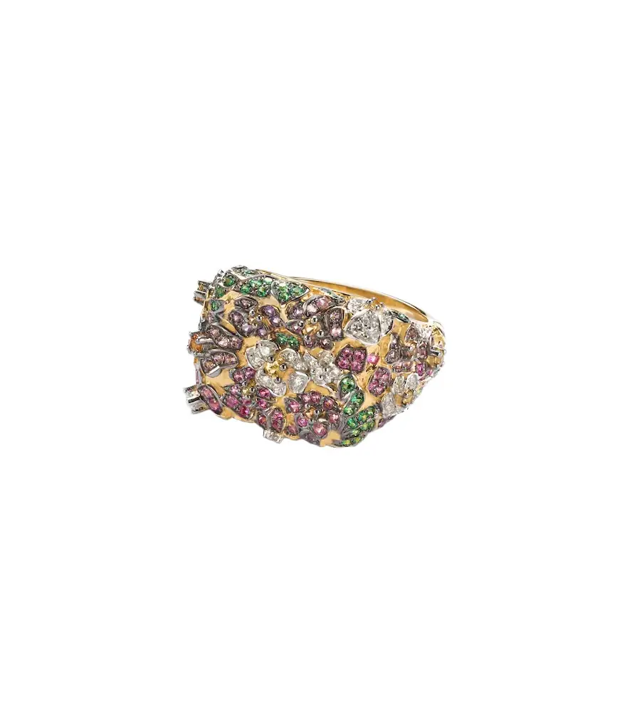 Yvonne Leon Yvonne Léon Jolie Fleur 9kt gold ring with gemstones