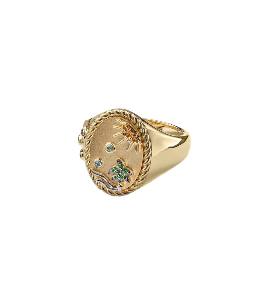 Yvonne Leon Yvonne Léon La Plage 9kt gold ring with gemstones
