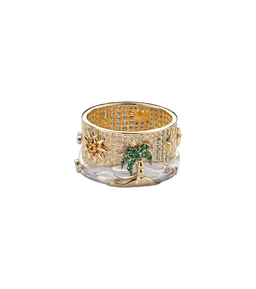 Yvonne Leon Yvonne Léon 24 Heures 9kt gold ring with gemstones