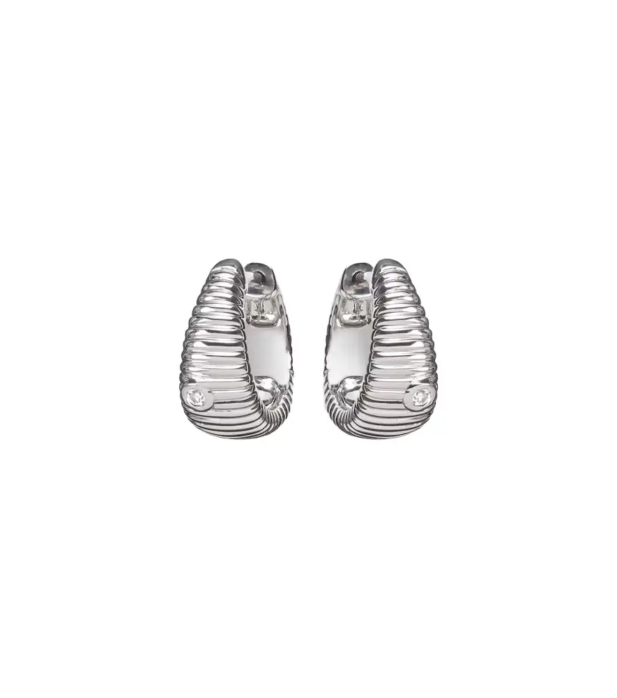 Yvonne Leon Yvonne Léon Berlingot Nano 9kt white gold hoop earrings with diamonds