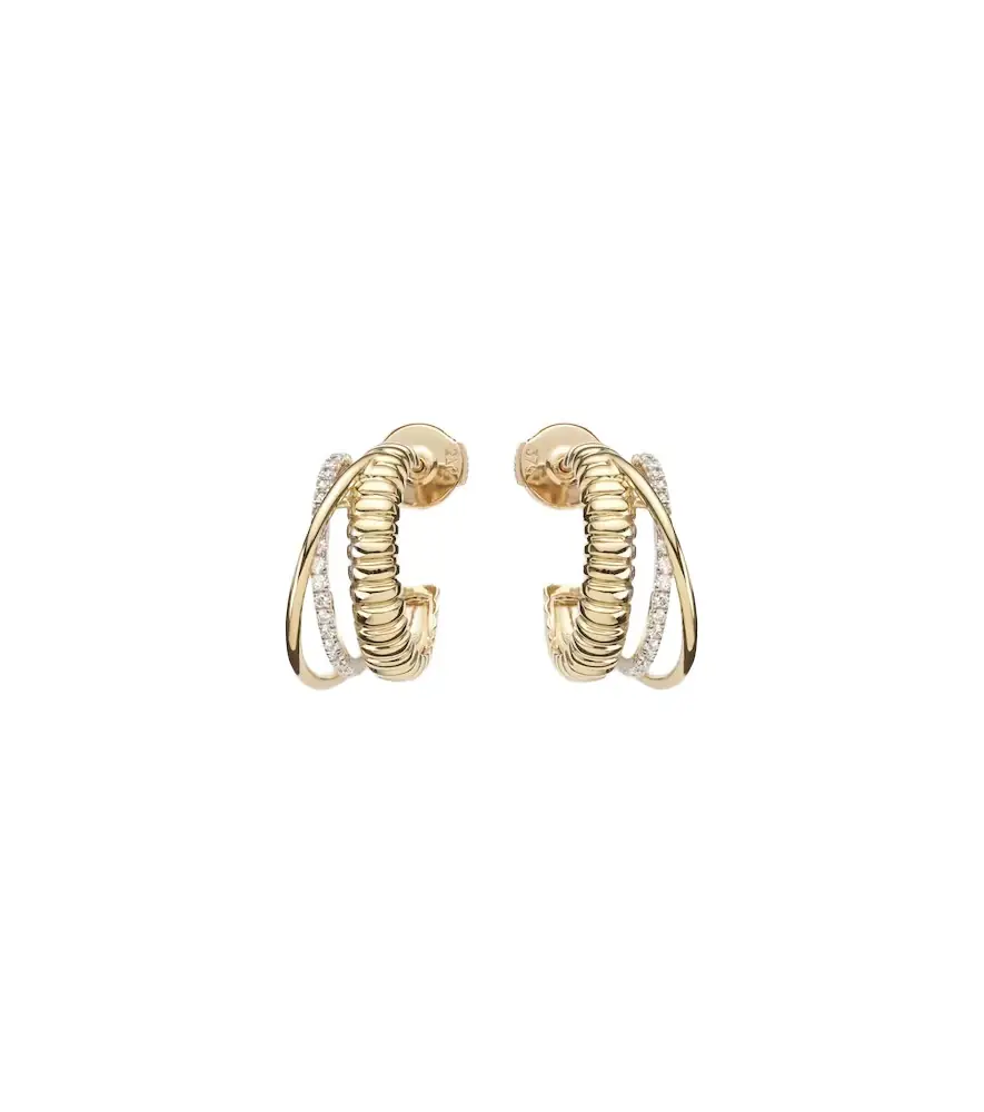 Yvonne Leon Yvonne Léon Un Deux Trois Berlingot 9kt gold hoop earrings with diamonds