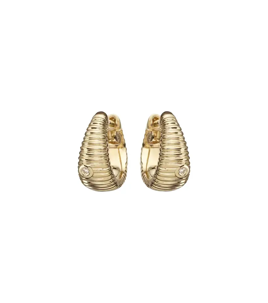 Yvonne Leon Yvonne Léon Berlingot Nano 9kt gold hoop earrings with diamonds