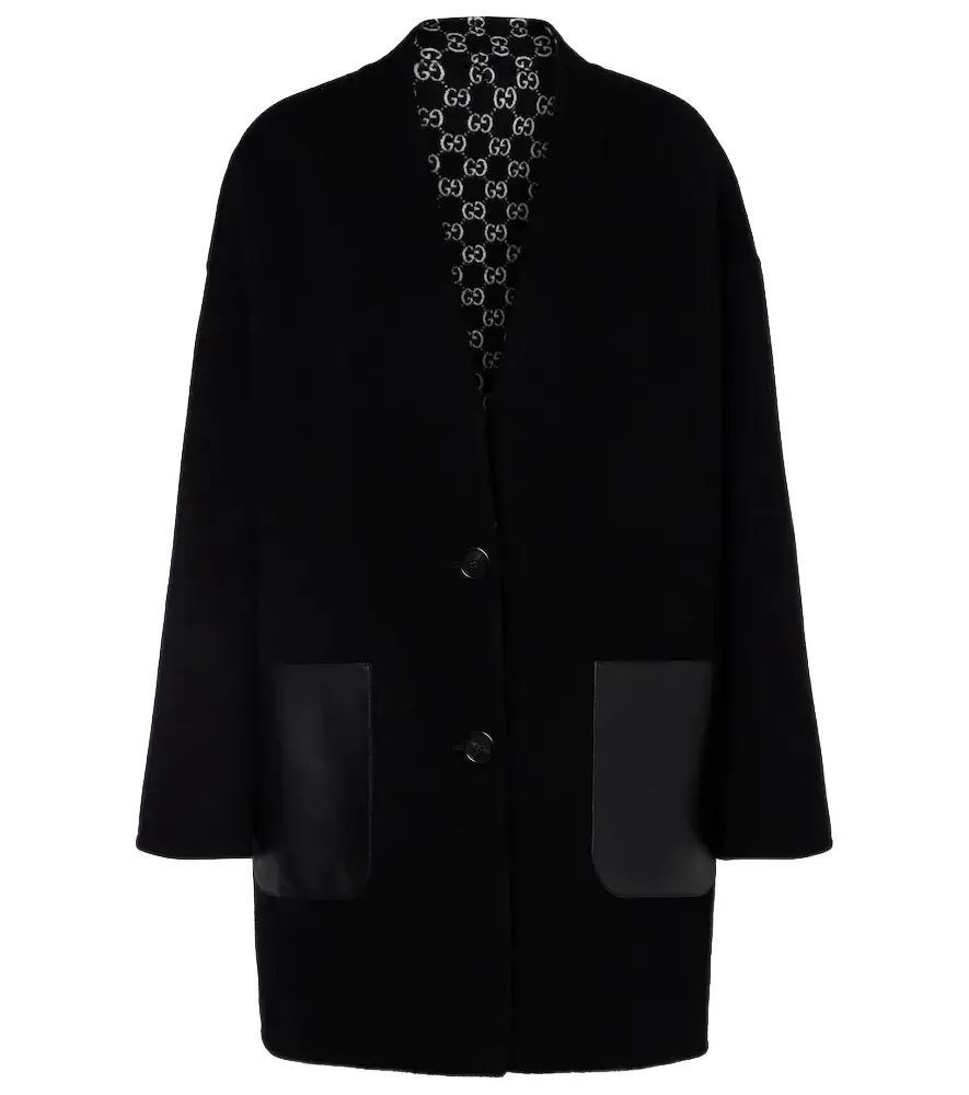 Gucci Caban reversible leather-trimmed wool coat