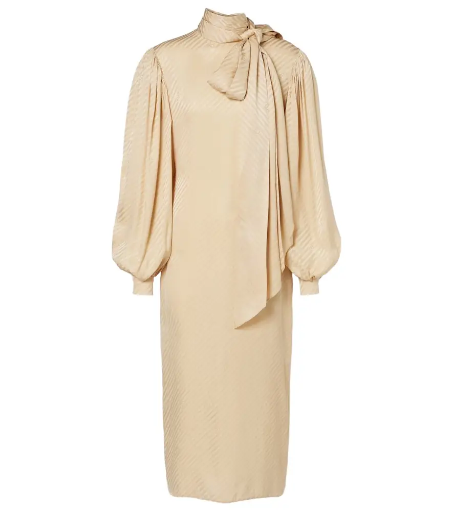 Gucci GG draped striped silk jacquard midi dress