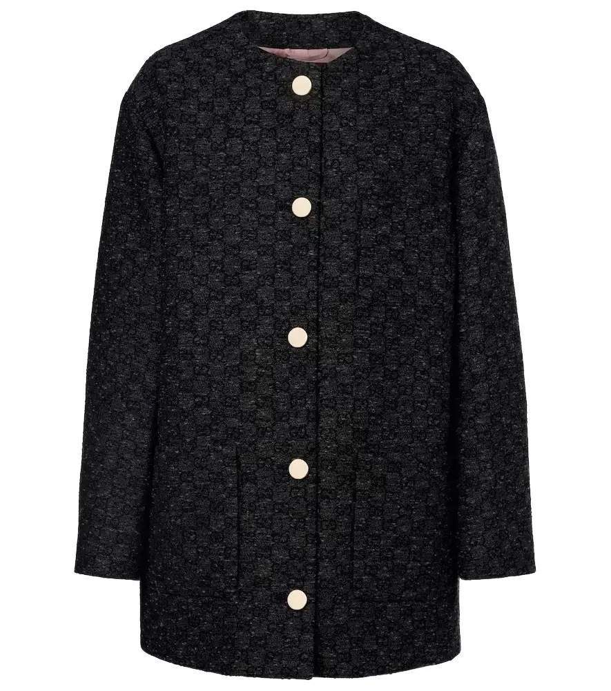 Gucci GG wool-blend tweed coat