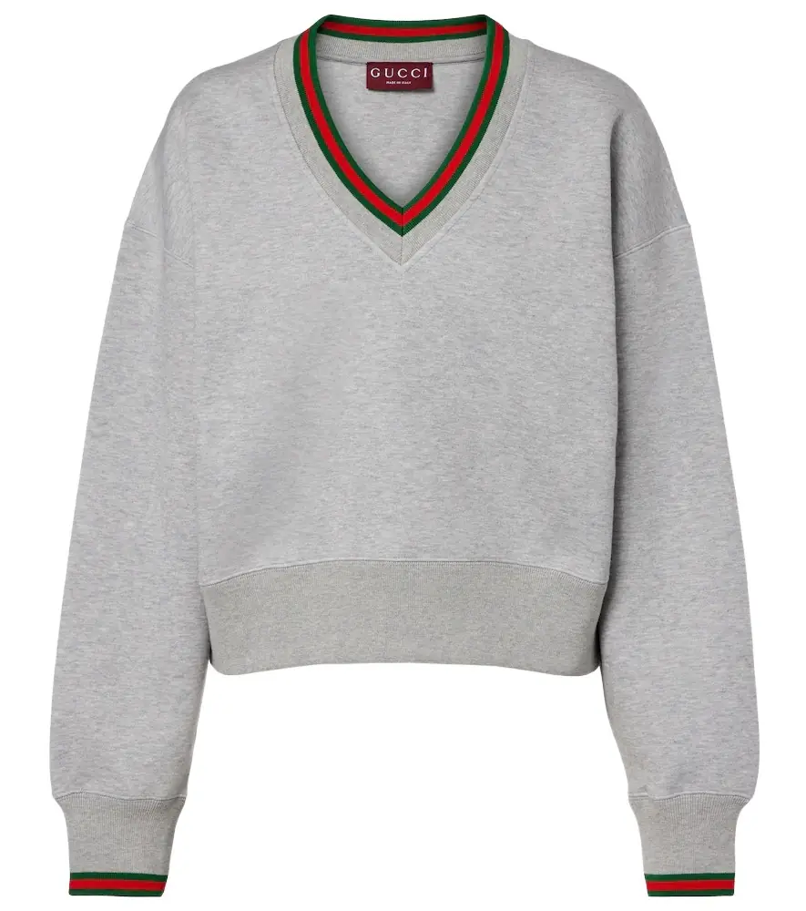 Gucci Web Stripe cotton-blend jersey sweatshirt