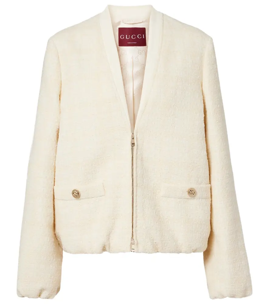 Gucci Checked cotton-blend tweed jacket