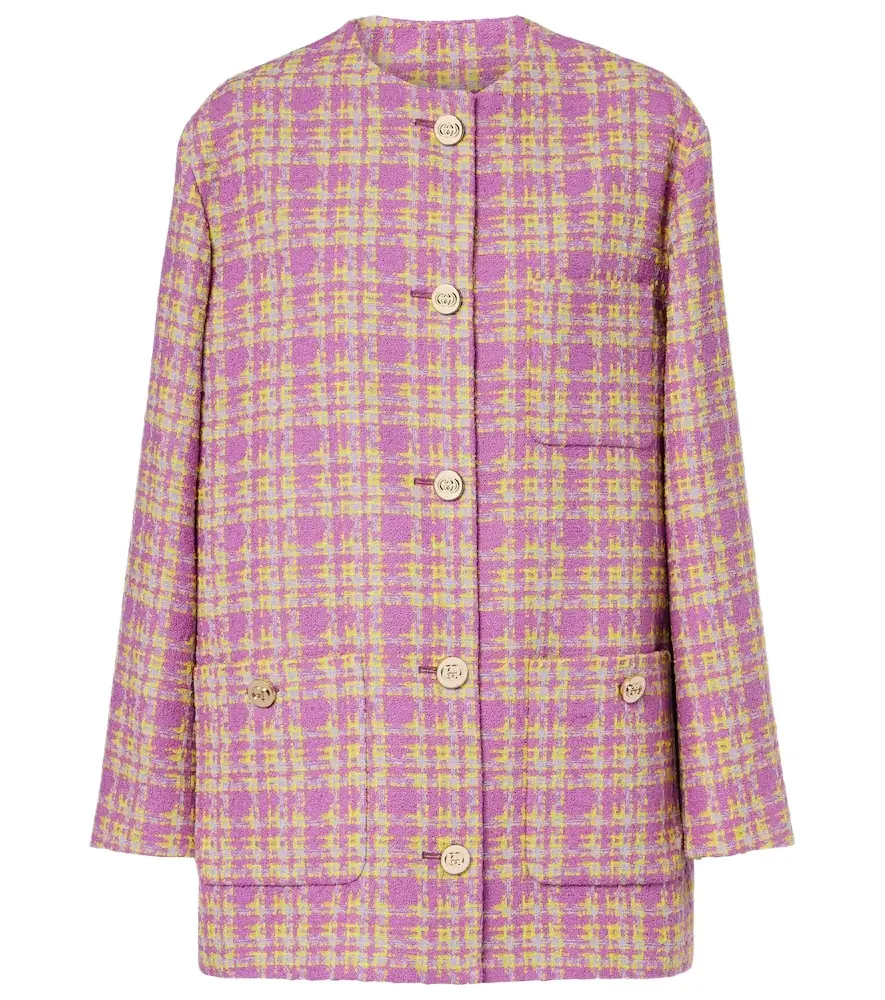 Gucci Checked cotton-blend tweed jacket