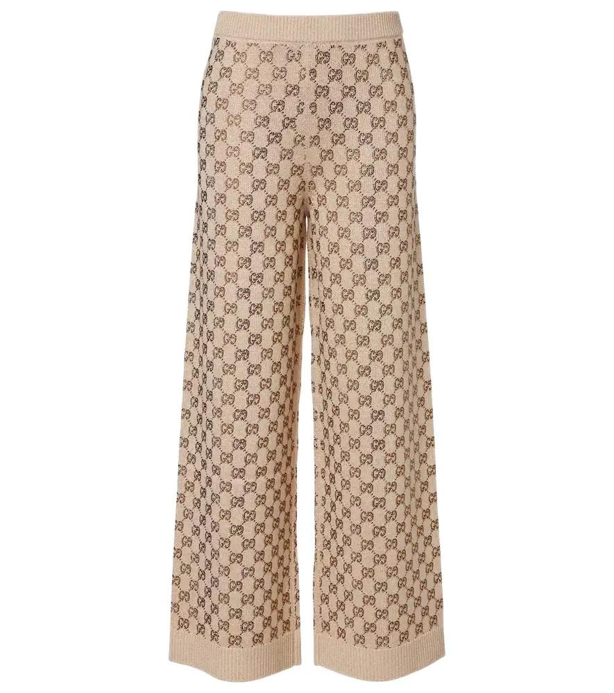 Gucci GG wool and cashmere-blend wide-leg pants