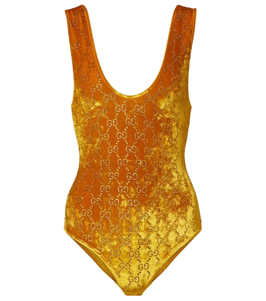 Gucci GG embellished velvet bodysuit